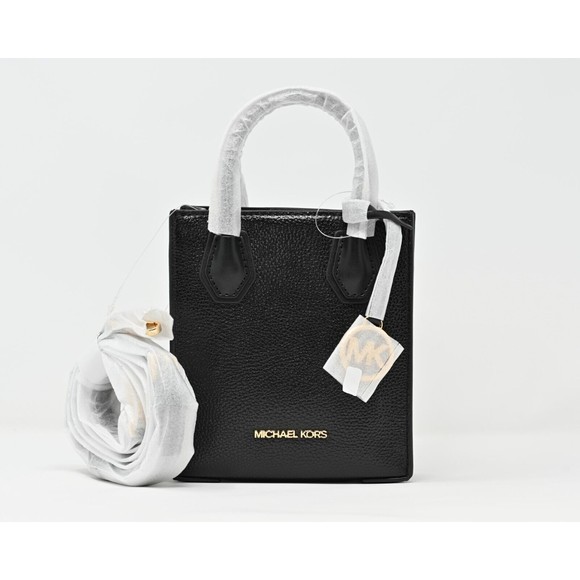 MICHAEL KORS MERCER Extra-Small N/S Shopper Crossbody Black Leather NWT $348 - Picture 1 of 12